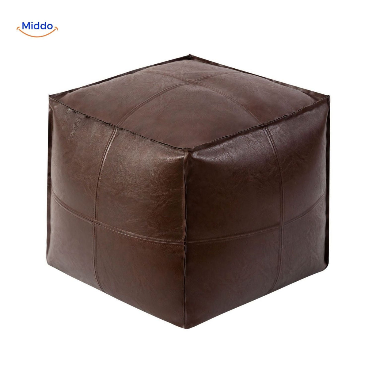 Durable design features of the leather tatami floor cushion visible in detail.