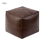 Durable design features of the leather tatami floor cushion visible in detail.