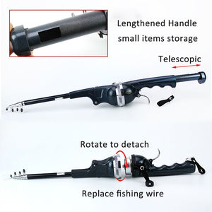 Telescopic mechanism extends smoothly for full-size fishing capability.