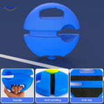 Solo tennis trainer featuring anti-slip base, ergonomic handle, and anti-tangle cord design.