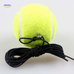 Elastic rebound cord and practice ball connection detail of the solo tennis trainer.