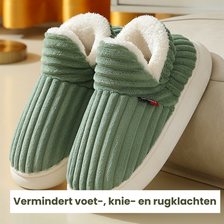 Infographic showing how therapeutic slippers reduce foot, knee, and back pain naturally.