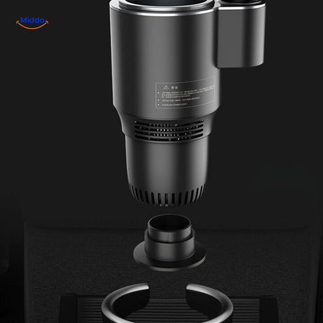 ThermaGrip cup holder with integrated charging feature for connected vehicle use.