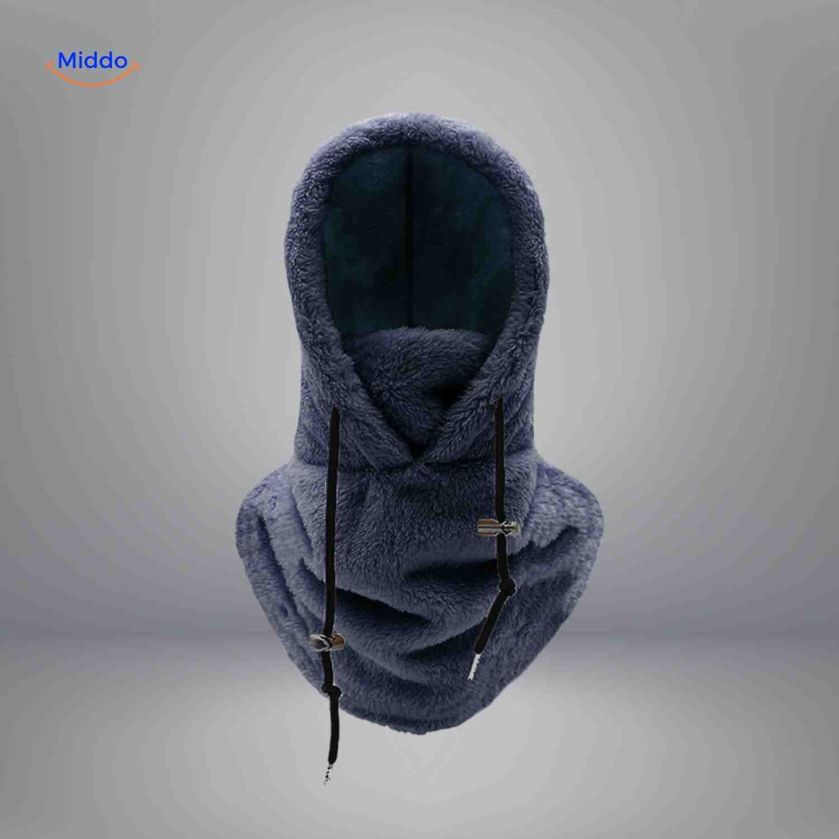 Dark blue thermo hat featuring fleece warmth and protective balaclava design.