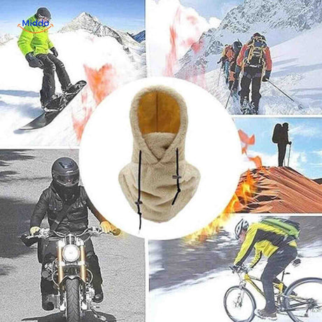 Multi-function fleece thermo hat for cold weather outdoor adventures and skiing.