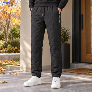 Thermoflex fleece lined winter pants worn in black, straight leg