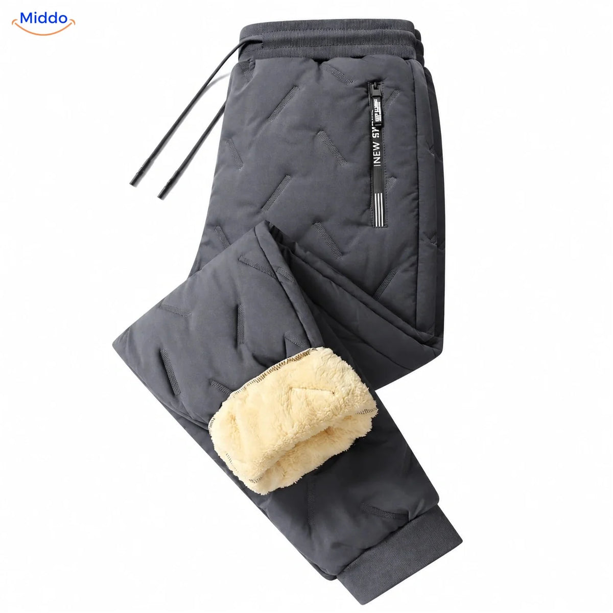 Thermoflex fleece lined winter pants in gray, ribbed cuff