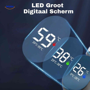 Bright LED digital screen continuously updates water temperature for safety and convenience.