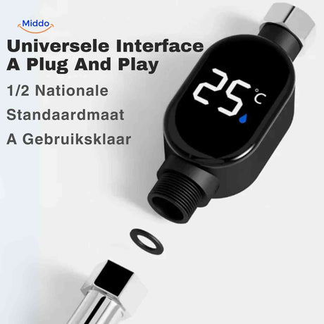 Universal faucet thermometer attachment installs instantly on most standard kitchen and bathroom faucets.