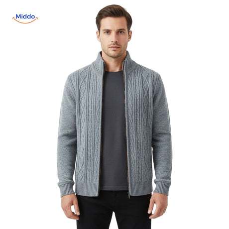 Men's gray thermoknit vest with open front view, showcasing relaxed fit and ribbed knit design.