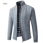 Lined warm thermoknit vest for men in blue-gray, highlighting knit and padded interior.