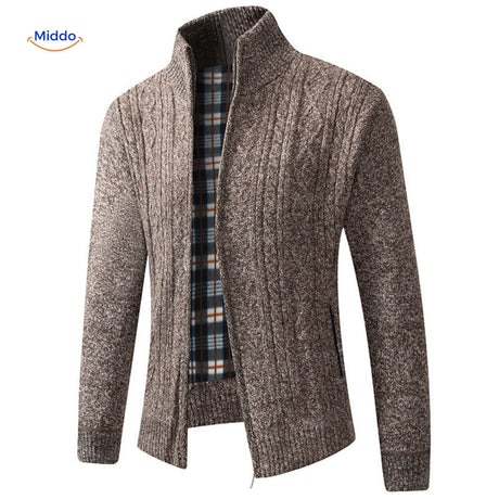 Brown thermoknit vest side view showing lined construction for warmth and comfort.