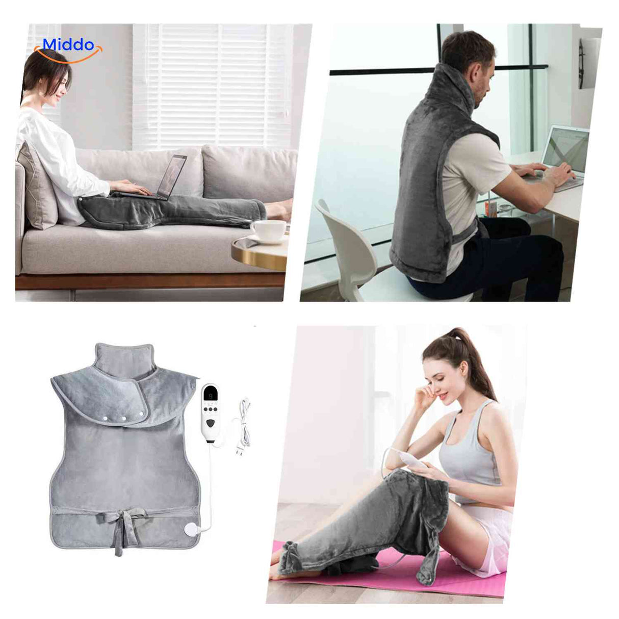 Thermowrap multi-functional design works on neck, shoulders, back, and legs for full relief.