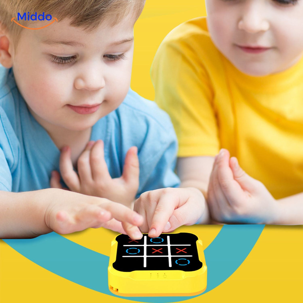 Interactive tic-tac-toe game with child-friendly touchscreen controls