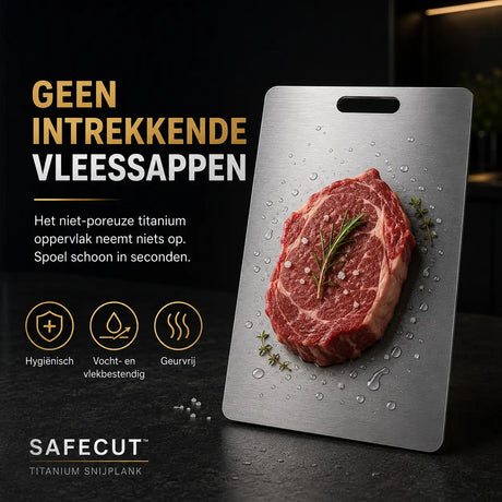 SafeCut titanium board for hygienically cutting meat and fish safely.