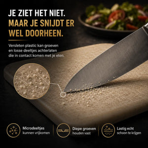 Titanium board prevents microplastics from leaching into food and meals.