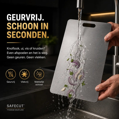 Titanium cutting board stays odor-free and cleans easily without staining.