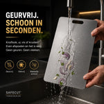 Titanium cutting board stays odor-free and cleans easily without staining.