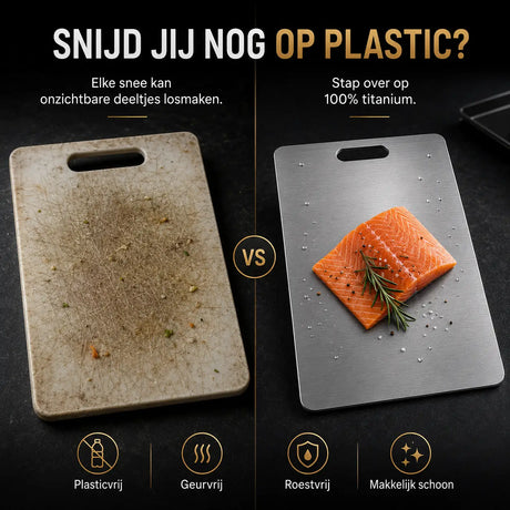 Titanium cutting board as a plastic-free alternative for eco-conscious cooking.