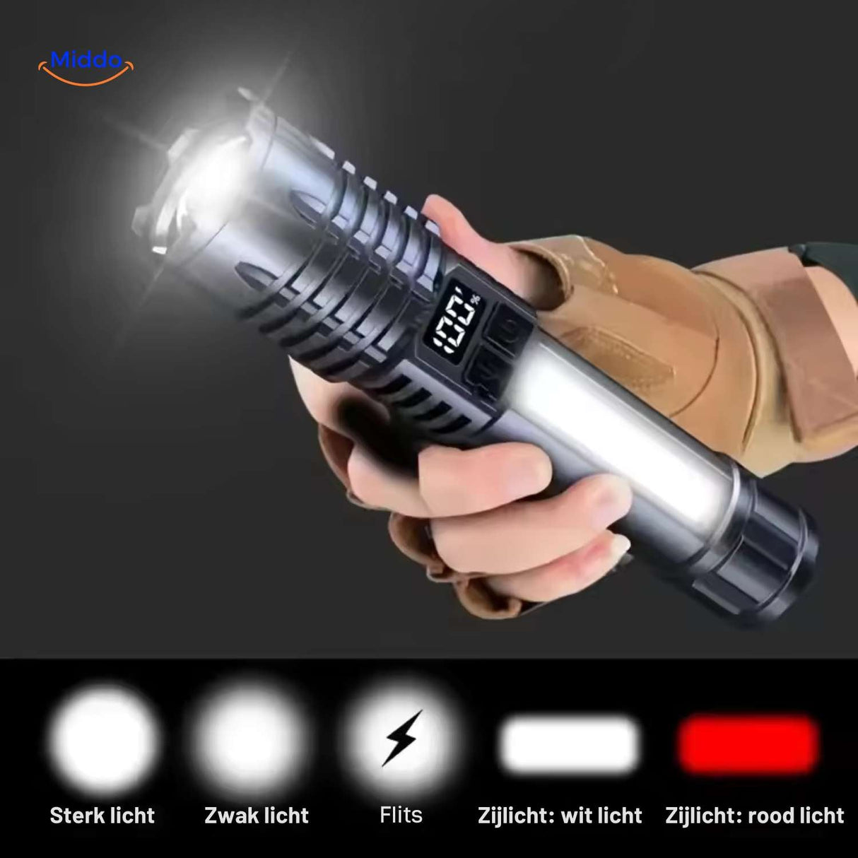 Torchlite rechargeable LED flashlight with multiple light modes for emergency use.
