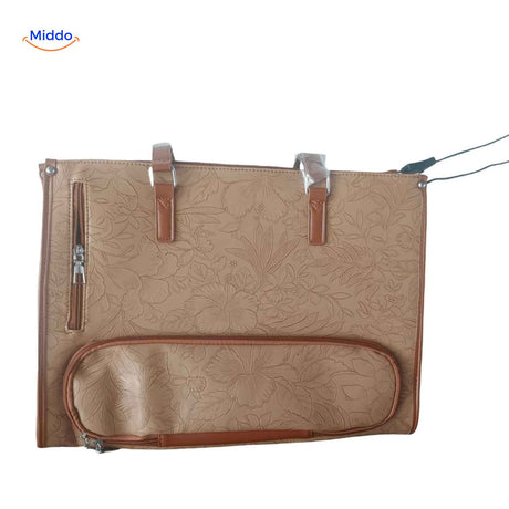 Beige Totezia handbag with floral pattern and lunch compartment.