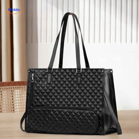 Quilted black Totezia shopper bag with premium faux leather appearance.
