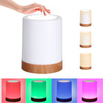 Nine color options and lighting modes available on cordless touch lamp.