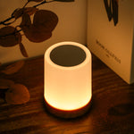 Touch light creating soft ambient glow for relaxing home atmosphere.