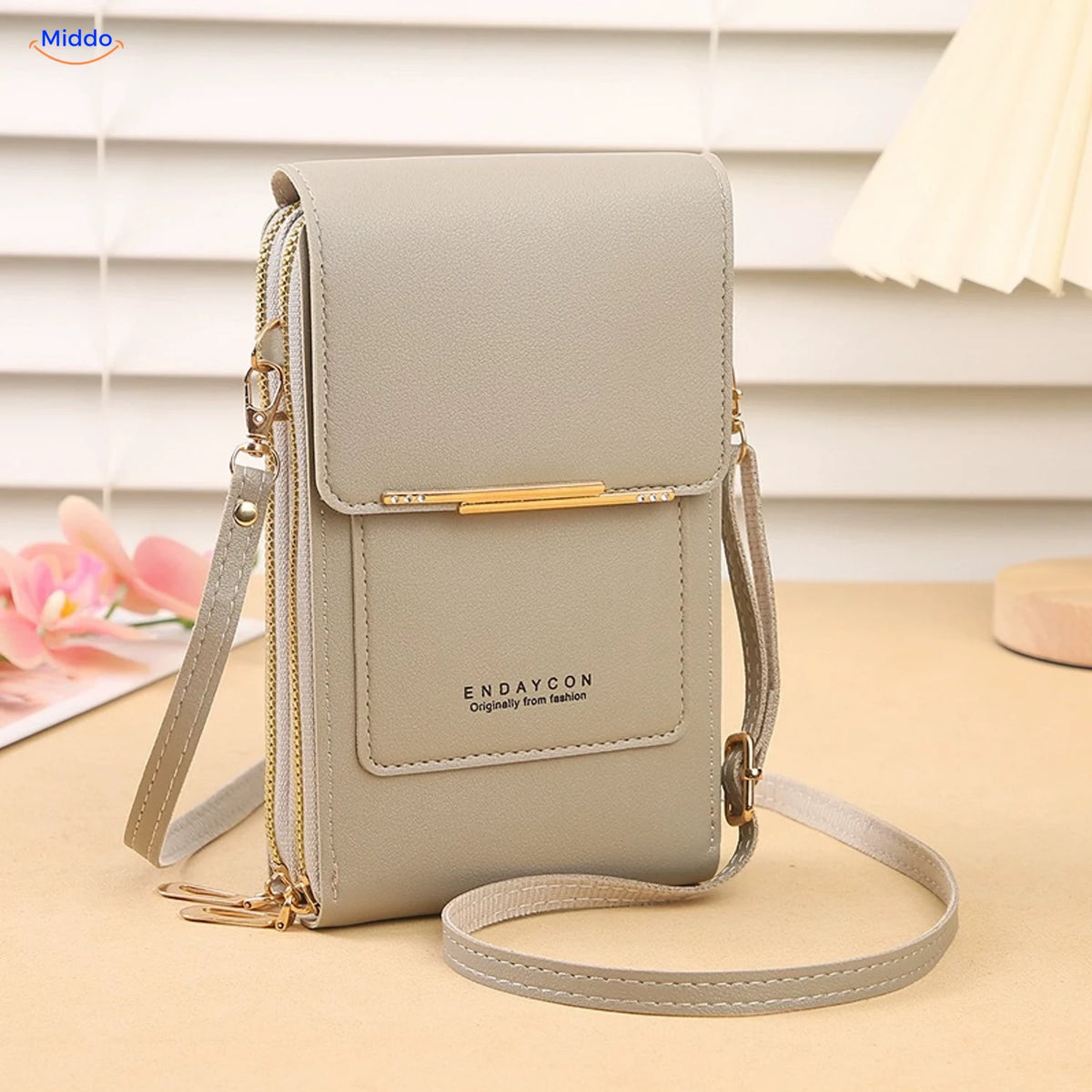 TouchScreenGo crossbody phone bag, gray