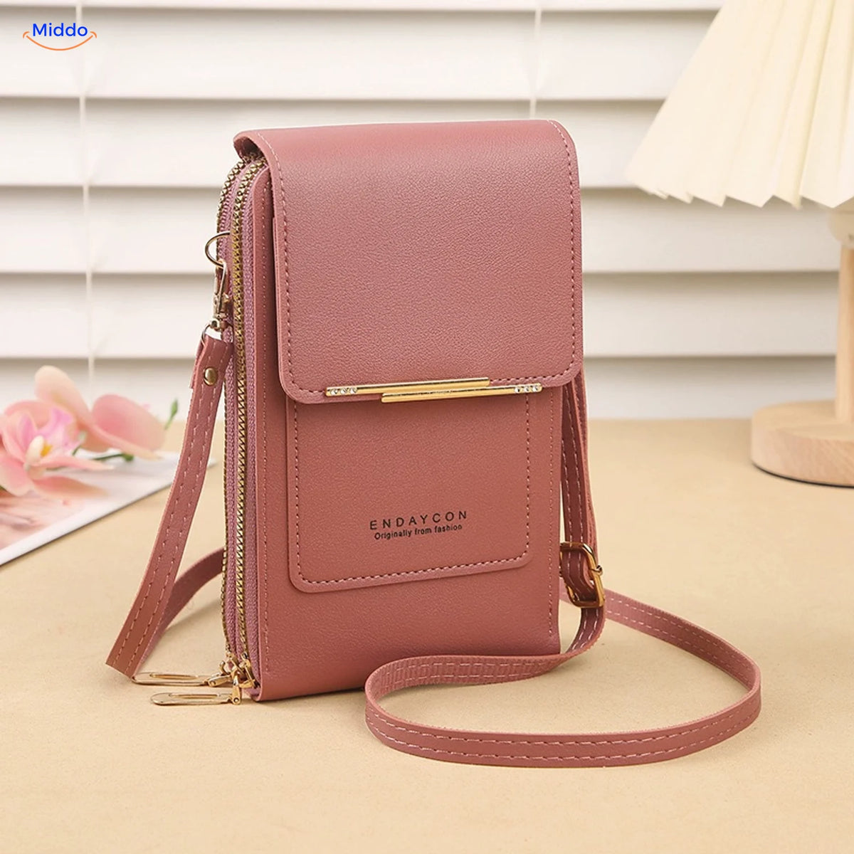 TouchScreenGo crossbody phone bag, dark pink