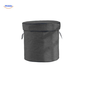 Dark gray toy storage bag in a simple solid color.