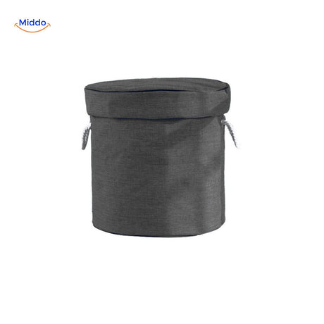Dark gray toy storage bag in a simple solid color.