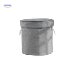 Neutral gray toy storage bag for modern decor.