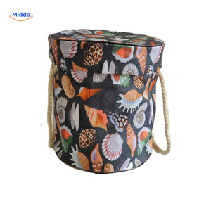 Toy storage bag with charming shells print pattern.