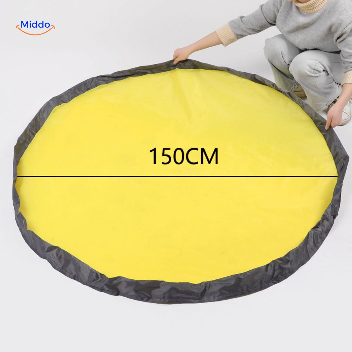 Dimensions and size guide for the toy storage bag.