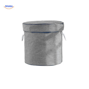 Gray toy tote bag with basic functional design.
