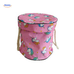 Toy storage bag with magical unicorn print design.