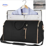 Classic black water-resistant garment duffel for any trip.