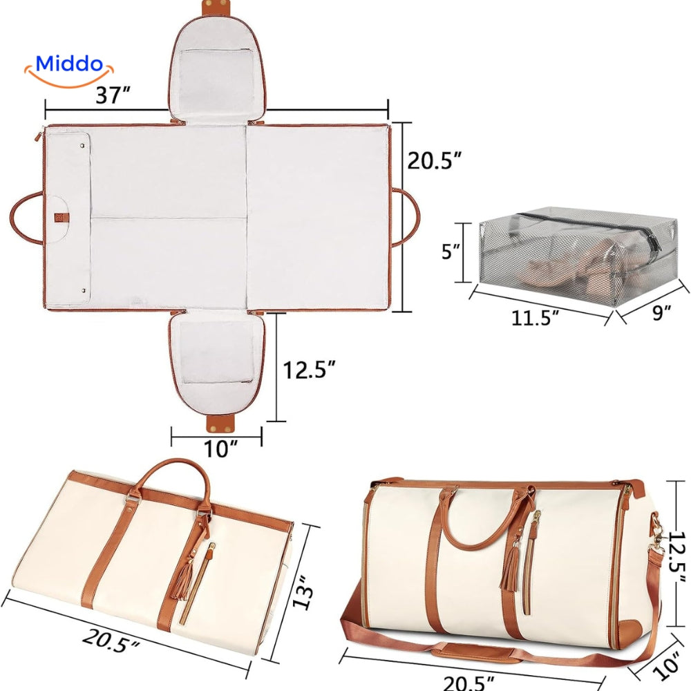 Size chart and dimensions for luxe travel bag carry-on compliance.