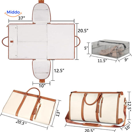 Size chart and dimensions for luxe travel bag carry-on compliance.