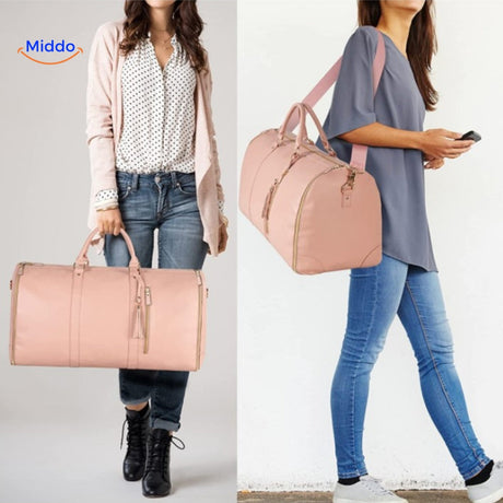 Luxe travel bag styled for carry-on trips, sophisticated and modern.