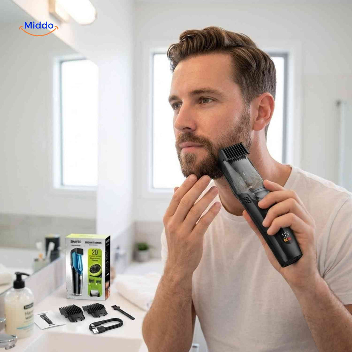 Trimora black hair clipper with display in use