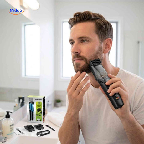 Trimora black hair clipper with display in use