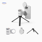 Integrated tripod stand for stable hands-free content creation.