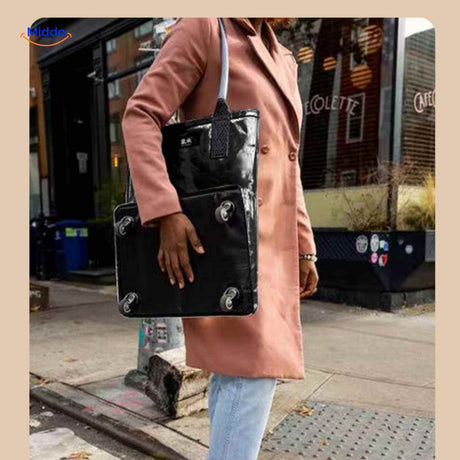 Handbag-style folding trolley with wheels easy to carry for shopping