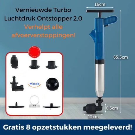 Close-up detail of the blue Turbo Drain Blaster features and build.