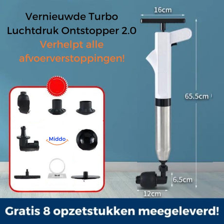 Durable stainless steel details and finish of the Turbo Drain Blaster.