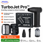 Black TurboJet Pro cordless air blaster complete set with all essential accessories.