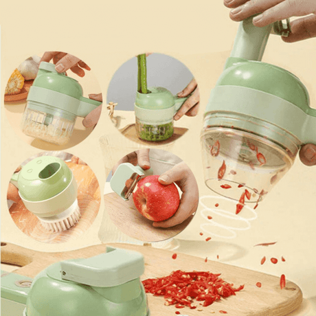 Tyfoon handheld food processor demonstrating simple, effortless operation and control.