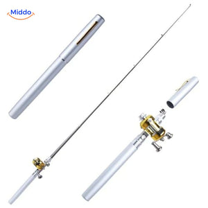 Ultra-compact silver telescopic fishing rod and premium reel set displayed against a clean background.